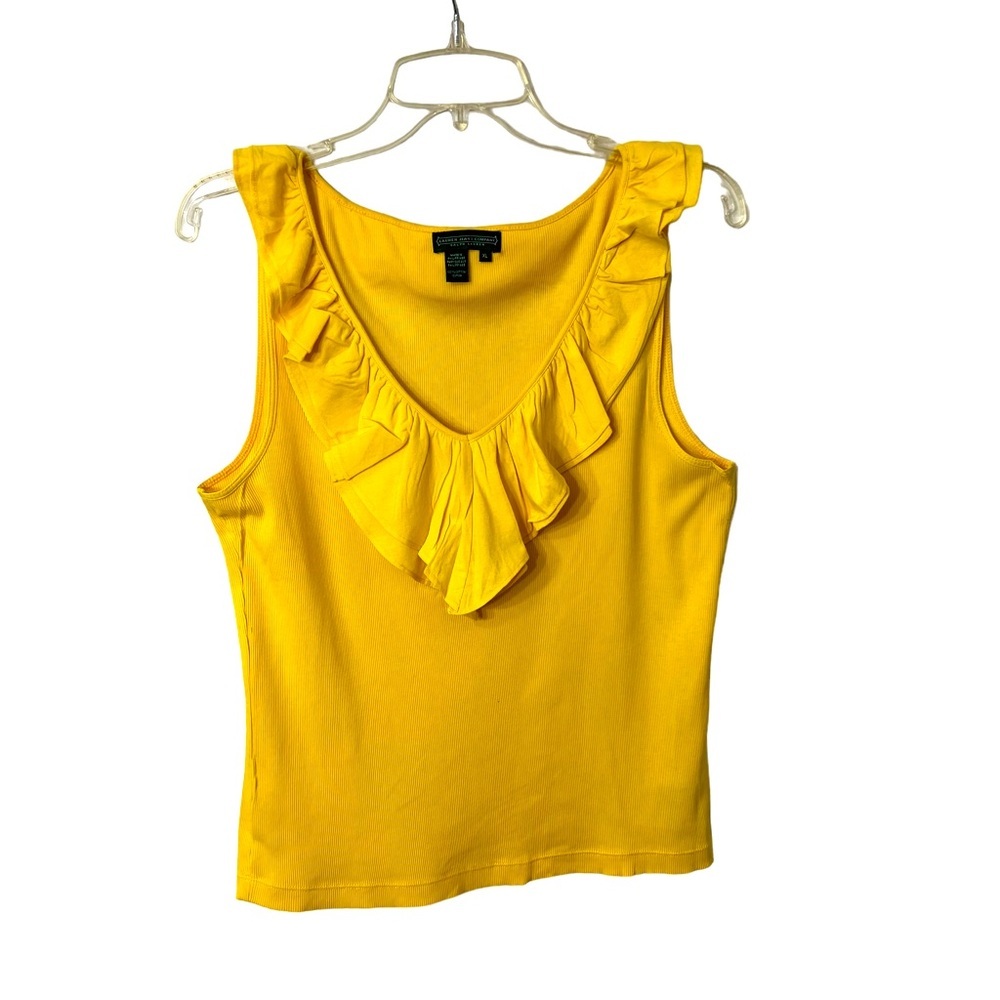 Ralph Lauren Jeans Company Womens Yellow Ruffle Tank Top Size XL. ☑️ - Picture 2 of 6